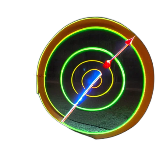 weapon, 3d render, glowing, transparent, glass, arrow, hits, target transparent PNG cut-out