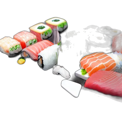 food, weapon, 3d render, concept art, photorealistic, watercolor, sushi, hyper transparent PNG cut-out
