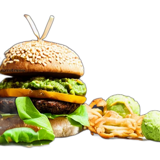 food, photorealistic, 3d render, green transparent PNG cut-out