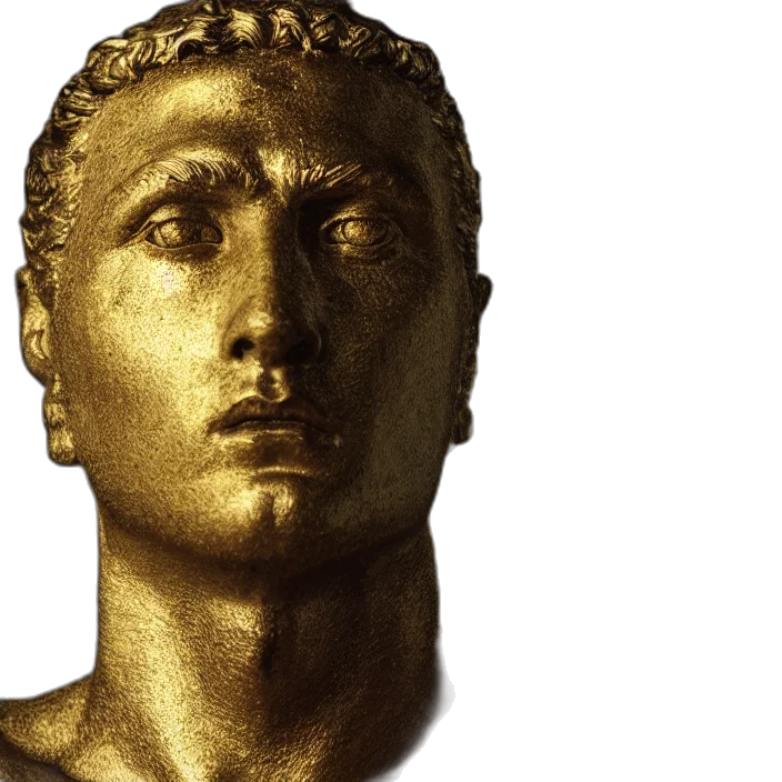 face, crown, mask, jewelry, photorealistic, 3d render, stoic, statue transparent PNG cut-out