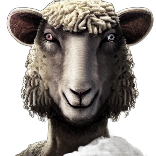animal, face, mask, photorealistic, 3d render, concept art, fantasy art, sheep transparent PNG cut-out