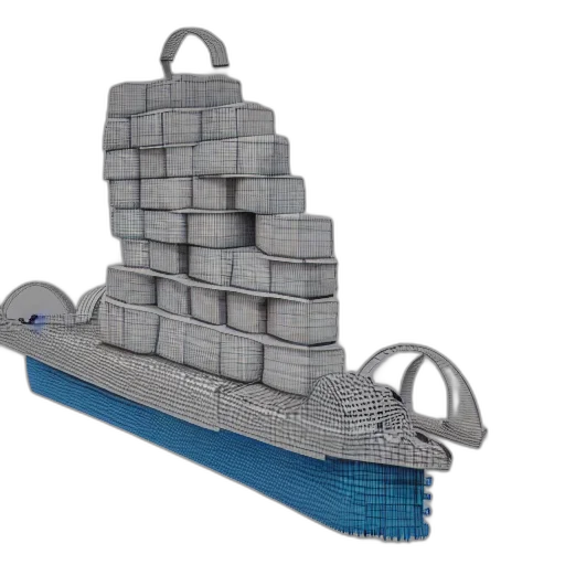 3d render, concept art, ship, theseus, made, blocks, render, artstation transparent PNG cut-out