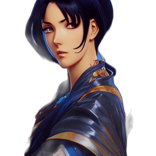 face, jacket, staff, fantasy art transparent PNG cut-out