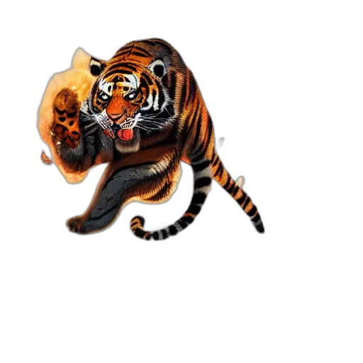 animal, staff, creature, pixel art, concept art, 3d render, fantasy art, tiger transparent PNG cut-out
