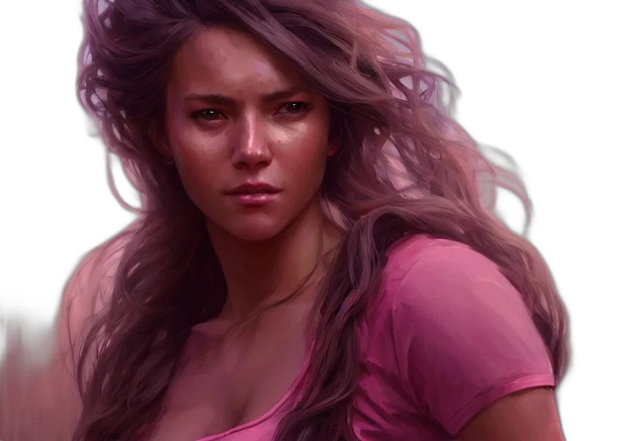 photorealistic, fantasy art, oil painting, concept art, red, portrait, beautiful, female transparent PNG cut-out