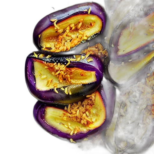 food, marinated, eggplants, rice transparent PNG cut-out