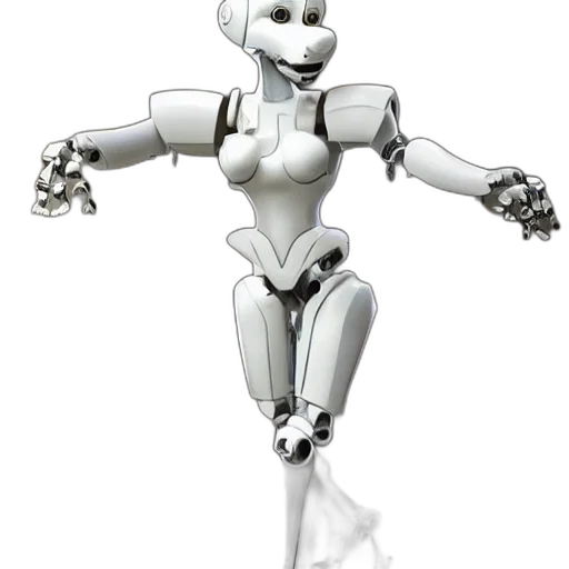 robot, animal, creature, staff, 3d render, concept art, cyberpunk, cartoon transparent PNG cut-out