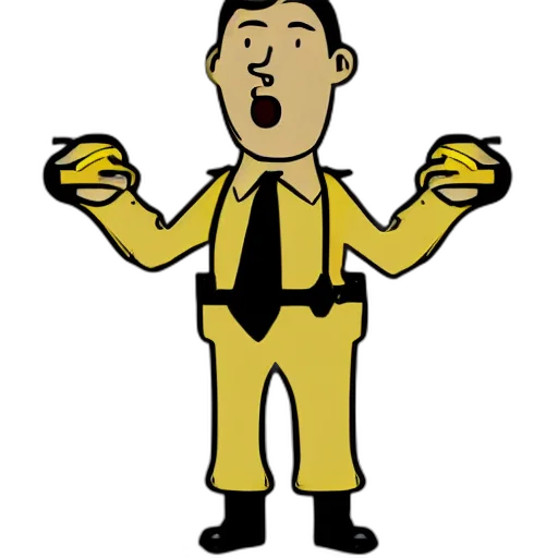 staff, jacket, robot, cartoon, concept art, comic book art, pixel art, golden transparent PNG cut-out