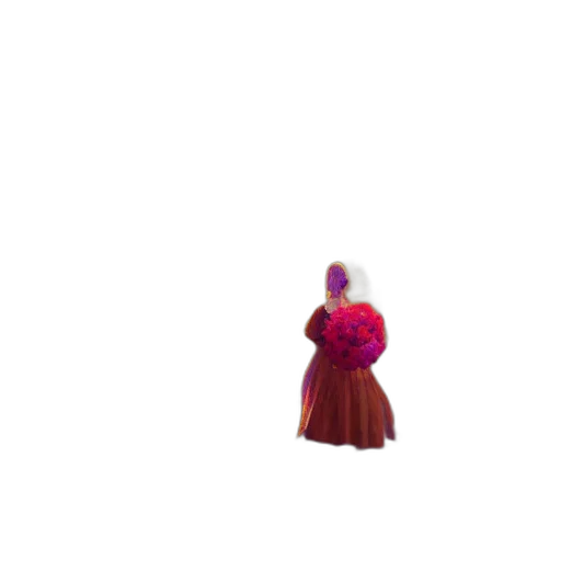 dress, staff, flower, hair transparent PNG cut-out