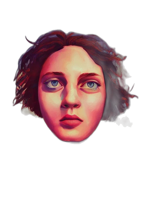face, mask, crown, hair, watercolor, photorealistic, oil painting, fantasy art transparent PNG cut-out