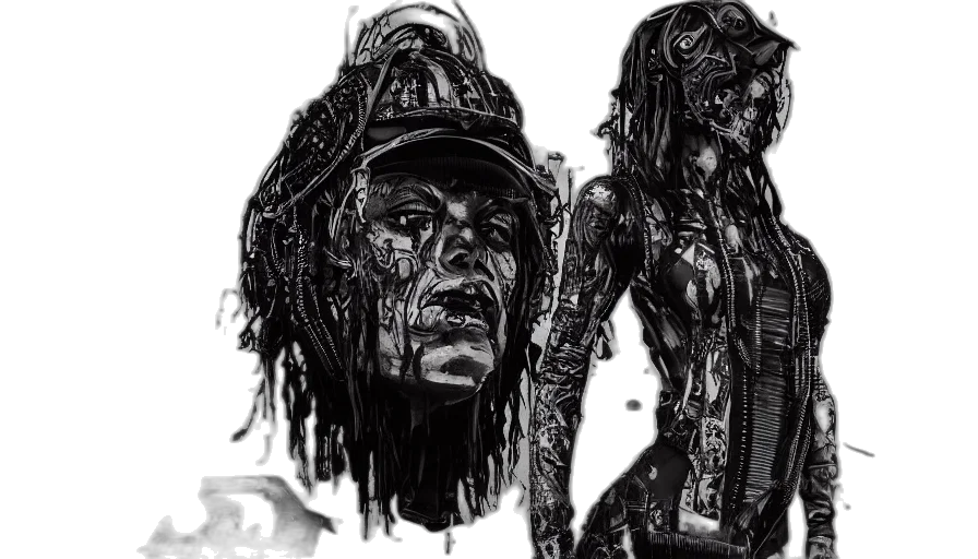 comic book art, concept art, photorealistic, pencil sketch, grunge, graffiti, urban, black transparent PNG cut-out