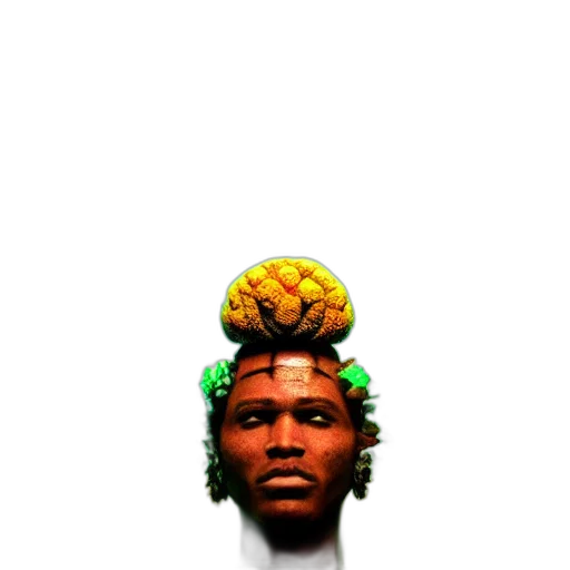 crown, hat, face, hair, pixel art, vaporwave, concept art, 3d render transparent PNG cut-out