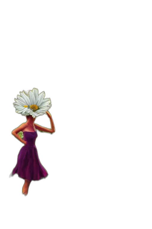 flower, dress, staff, crown, pixel art, concept art, 3d render, cartoon transparent PNG cut-out