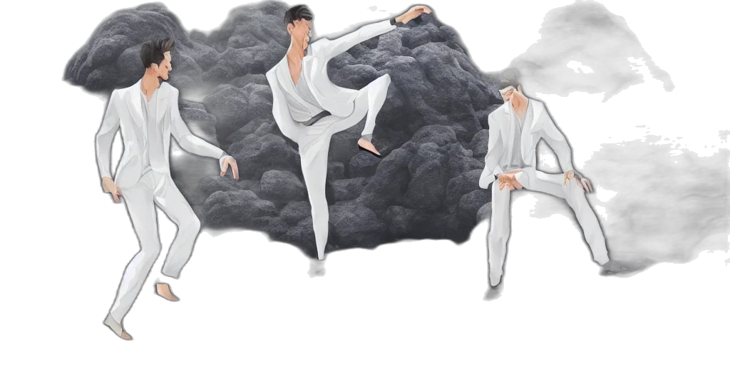 concept art, fantasy art, fog, rain, night, outer space, pair, handsome transparent PNG cut-out