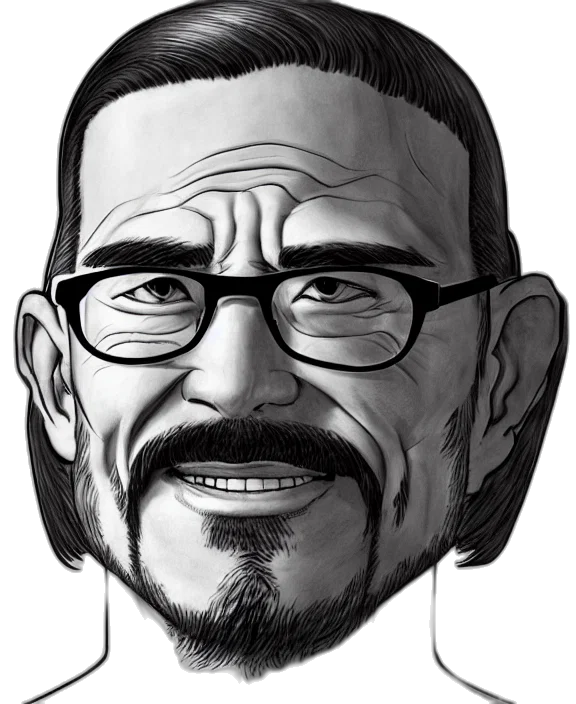 face, cartoon, comic book art, photorealistic, concept art, detailed, ink, line transparent PNG cut-out