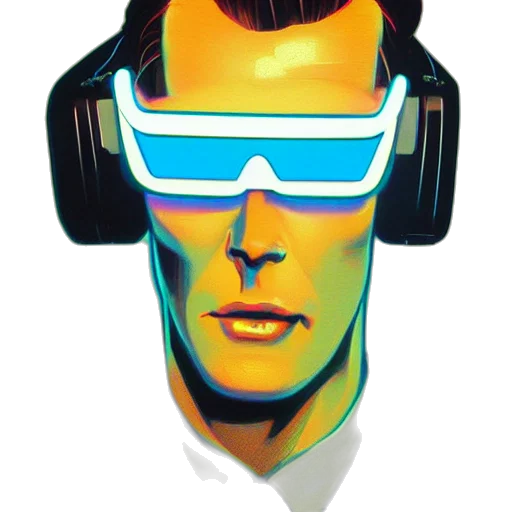 robot, face, cyberpunk, vaporwave transparent PNG cut-out