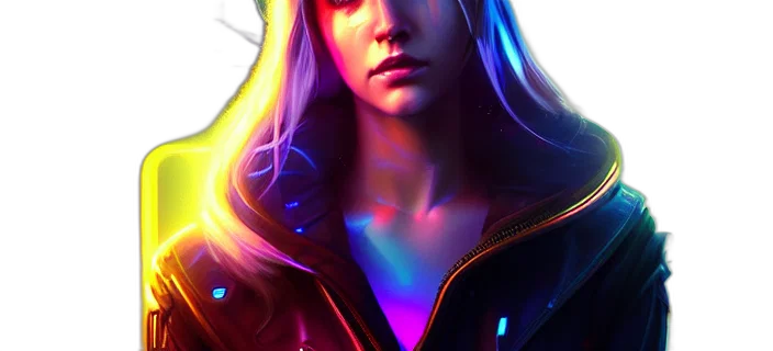 face, jacket, fantasy art, cyberpunk transparent PNG cut-out