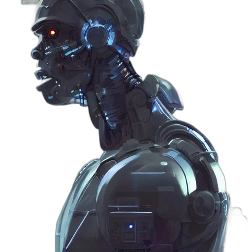 robot, face, concept art, cyberpunk transparent PNG cut-out