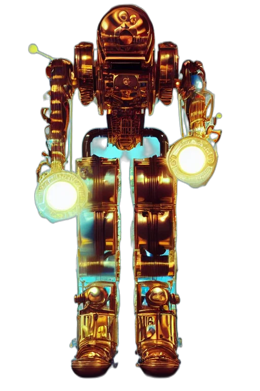 robot, weapon, staff, jewelry, concept art, 3d render, cyberpunk, pixel art transparent PNG cut-out