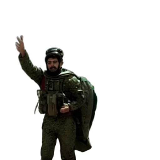 jacket, staff, weapon, creature transparent PNG cut-out