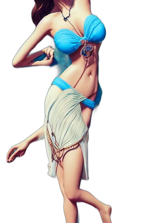 dress, staff, jewelry, fantasy art, concept art, pixel art, comic book art, blue transparent PNG cut-out