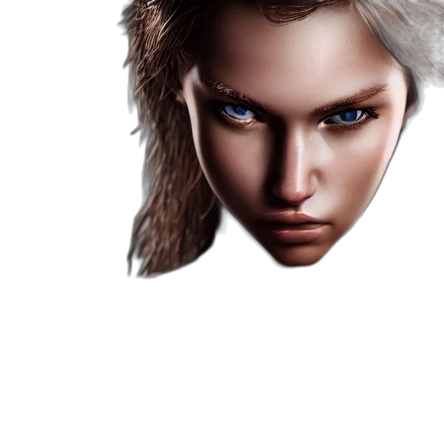 face, hair, mask, creature, photorealistic, 3d render, concept art, fantasy art transparent PNG cut-out