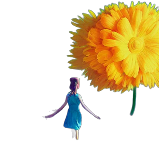 flower, dress, umbrella, crown, 3d render, concept art, pixel art, photorealistic transparent PNG cut-out