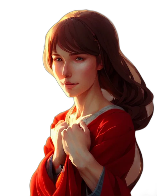 face, dress, staff, crown, photorealistic, fantasy art, concept art, anime transparent PNG cut-out