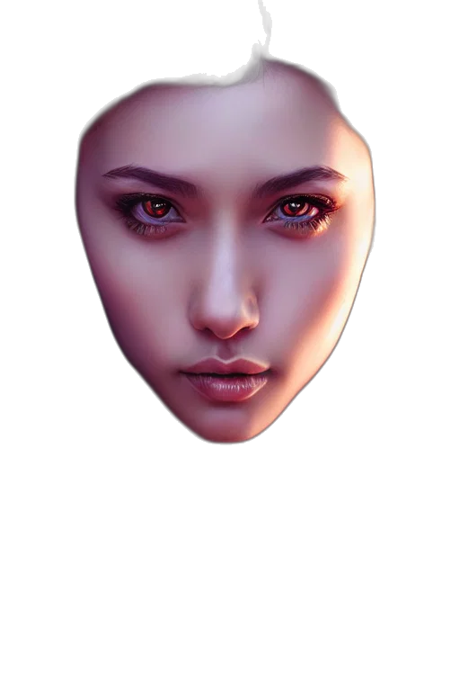 face, mask, jewelry, robot, photorealistic, 3d render, concept art, fantasy art transparent PNG cut-out