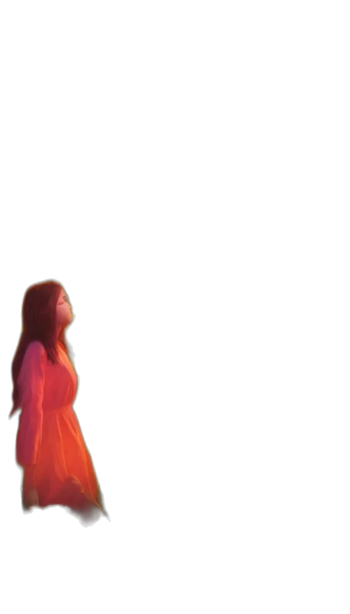 dress, hair, robot, staff transparent PNG cut-out