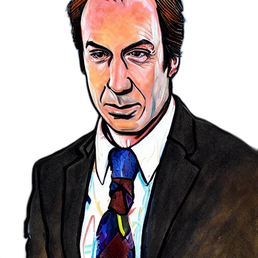 face, watercolor, cartoon, photorealistic, comic book art, portrait, saul, goodman transparent PNG cut-out