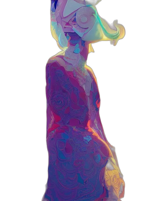 dress, mask, crown, face, vaporwave, watercolor, concept art, 3d render transparent PNG cut-out