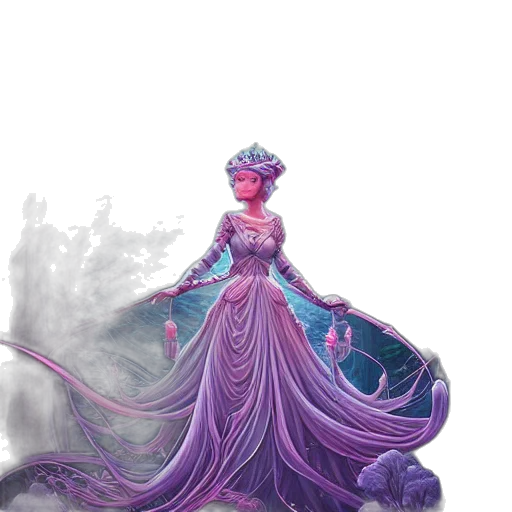 dress, crown, staff, concept art, fantasy art, pixel art, 3d render, underwater transparent PNG cut-out