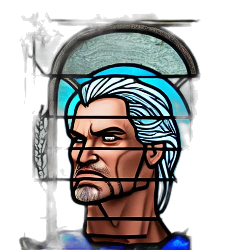 face, staff, comic book art, pixel art, concept art, fantasy art, blue, side transparent PNG cut-out