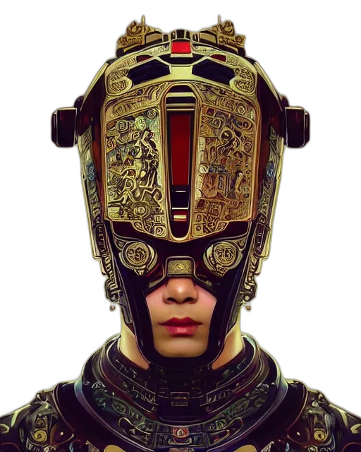 robot, mask, face, crown, cyberpunk, 3d render, concept art, photorealistic transparent PNG cut-out