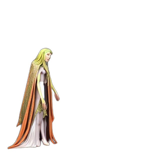 dress, staff, hair, creature, 3d render, concept art, fantasy art, pixel art transparent PNG cut-out
