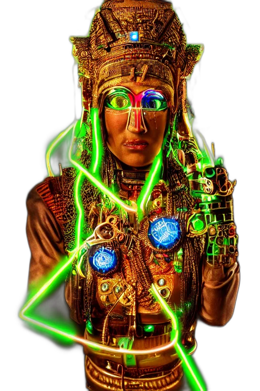 jewelry, staff, robot, mask, cyberpunk, 3d render, concept art, fantasy art transparent PNG cut-out