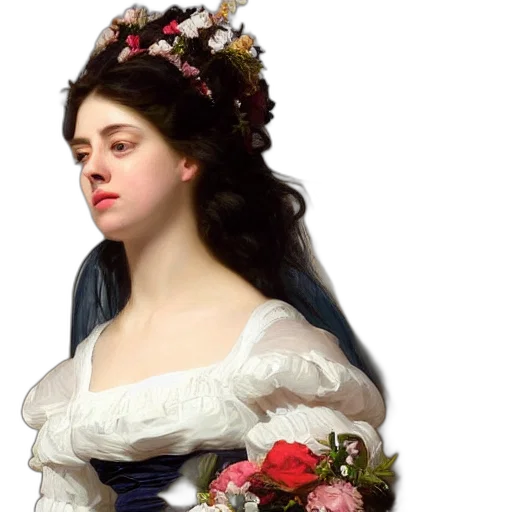 dress, face, crown, photorealistic transparent PNG cut-out