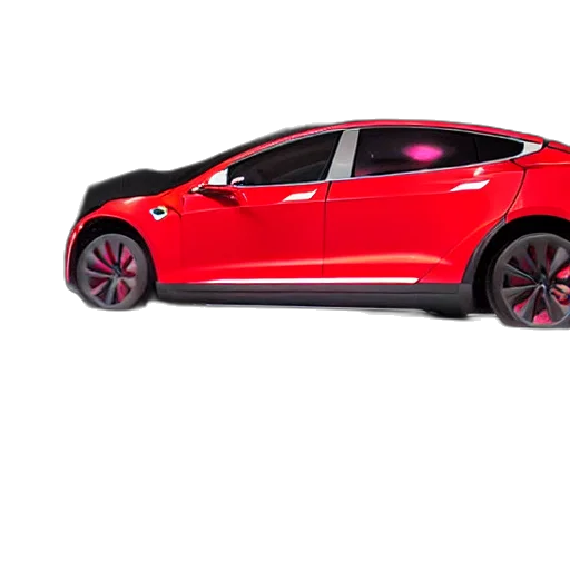car, 3d render, concept art, photorealistic, cartoon, red, tesla, hovering transparent PNG cut-out
