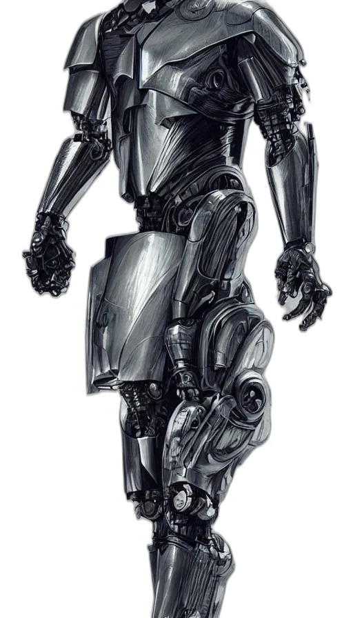 robot, staff, concept art, cyberpunk transparent PNG cut-out