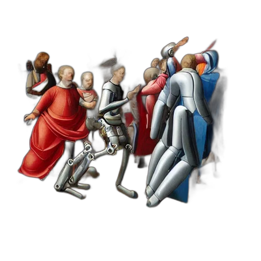 robot, staff, concept art, 3d render transparent PNG cut-out