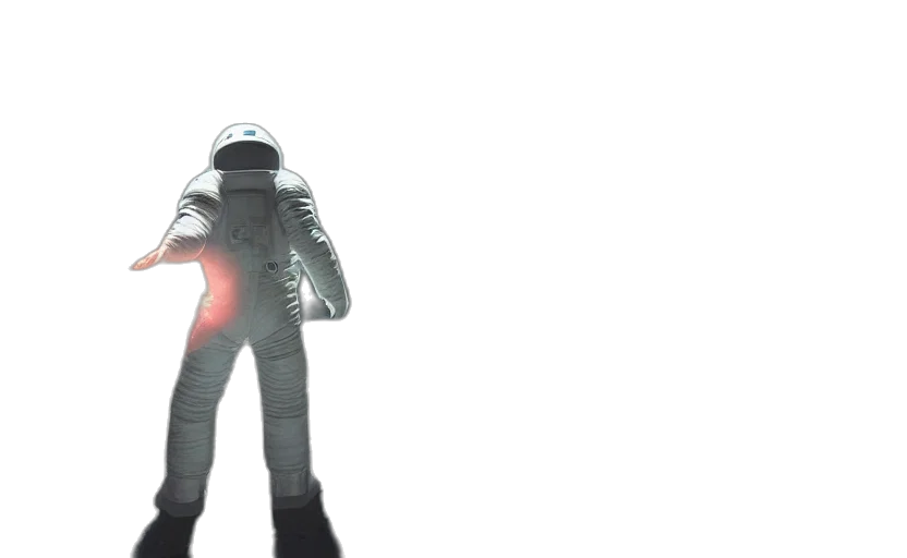 robot, staff, jacket, 3d render, concept art, comic book art, outer space, fog transparent PNG cut-out