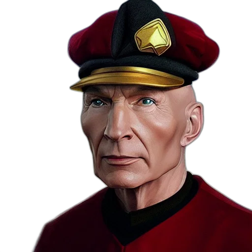 face, staff, hat, photorealistic transparent PNG cut-out