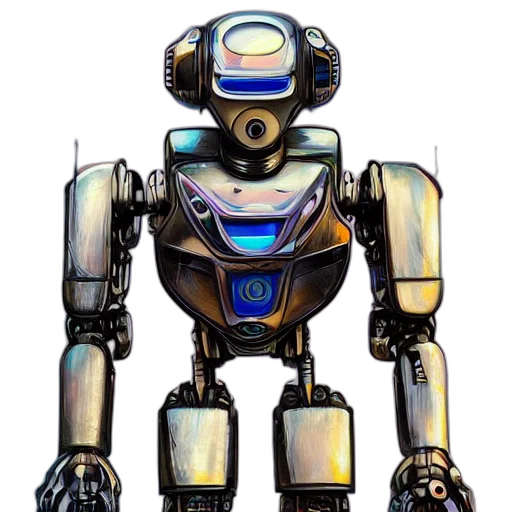 robot, concept art, 3d render, pixel art transparent PNG cut-out