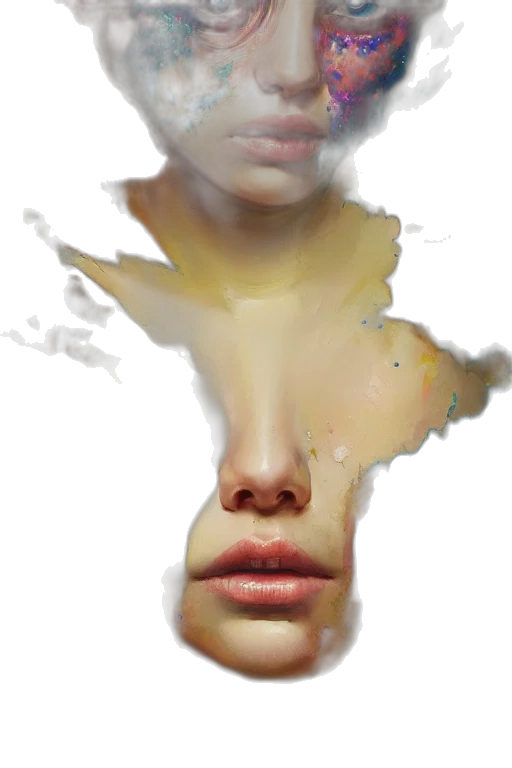face, mask, crown, creature, photorealistic, oil painting, concept art, 3d render transparent PNG cut-out