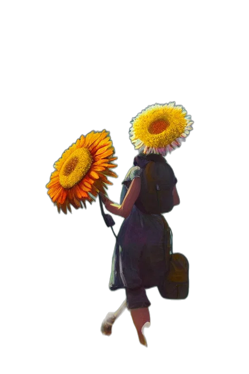 flower, umbrella, staff, dress, concept art, oil painting, photorealistic, pixel art transparent PNG cut-out