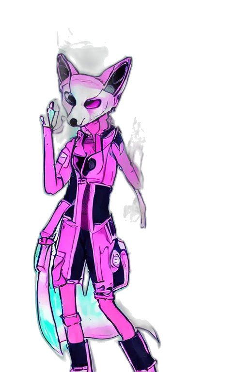 robot, jacket, mask, staff, cyberpunk, concept art, vaporwave, cartoon transparent PNG cut-out