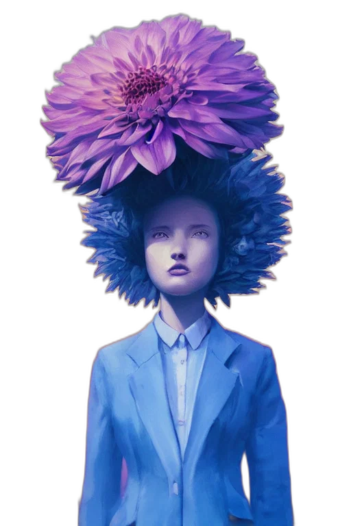hat, crown, flower, dress, concept art, vaporwave, photorealistic, fantasy art transparent PNG cut-out