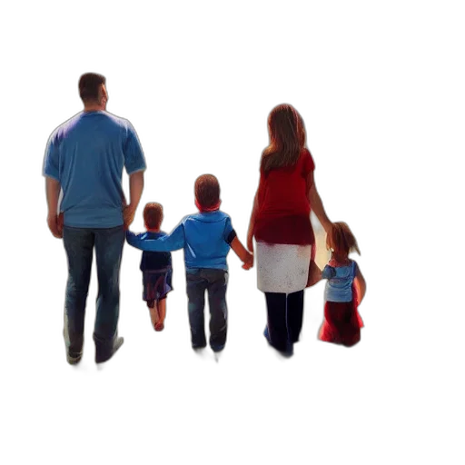 3d render, photorealistic, portrait, family transparent PNG cut-out