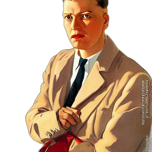jacket, face, staff, umbrella, photorealistic, oil painting, comic book art, cartoon transparent PNG cut-out